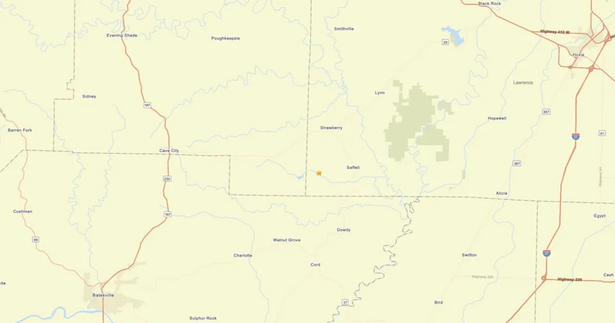 Минорное землетрясение магнитудой 2,1 произошло близ села Стравберри
