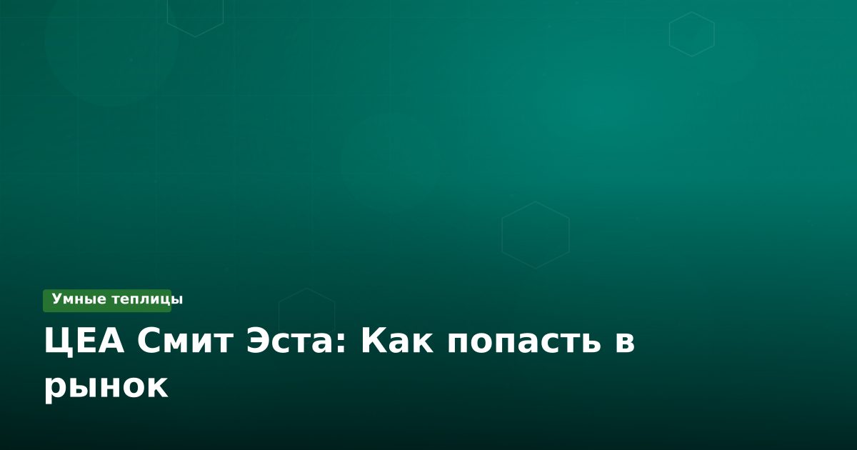 ЦЕА Смит Эста: Как попасть в рынок