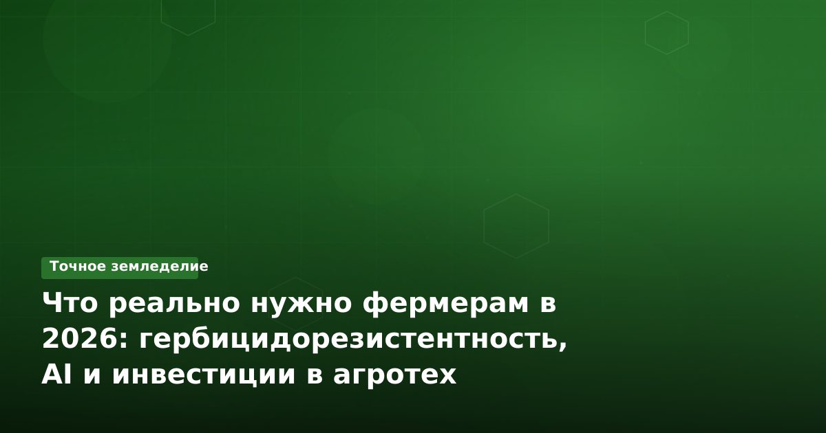 Что реально нужно фермерам в 2026: гербицидорезистентность, AI и инвестиции в агротех