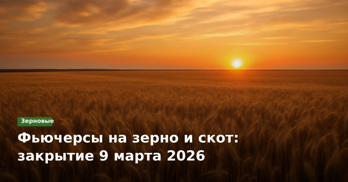 Фьючерсы на зерно и скот: закрытие 9 марта 2026