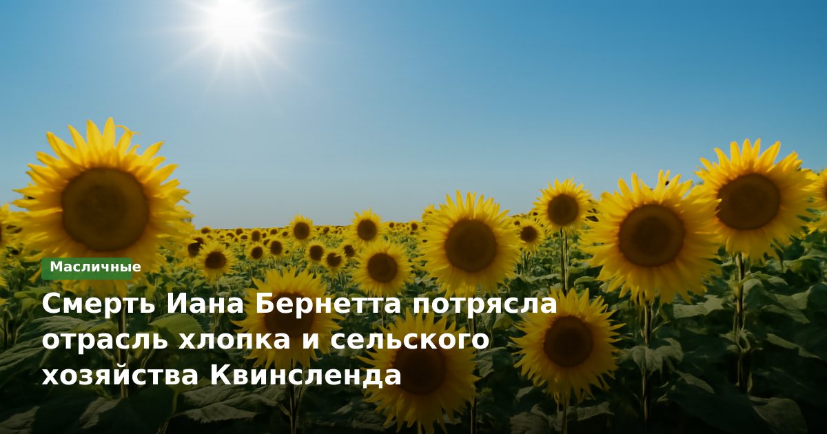 Смерть Иана Бернетта потрясла отрасль хлопка и сельского хозяйства Квинсленда