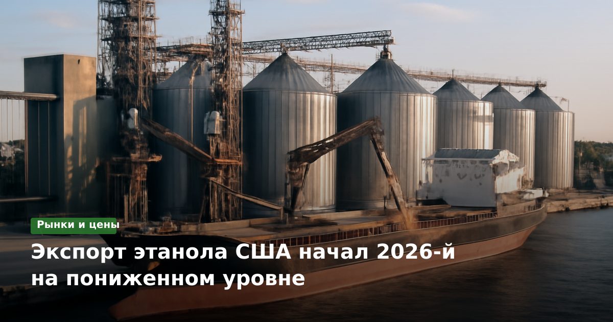 Экспорт этанола США начал 2026-й на пониженном уровне