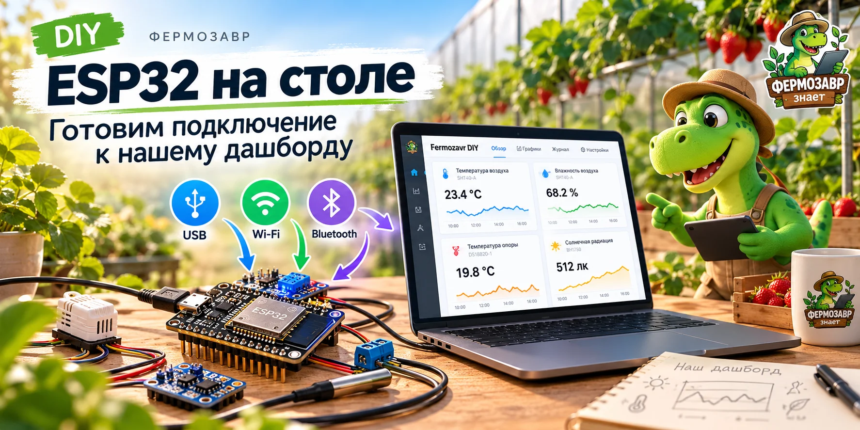 ESP32 на столе. Готовим подключение к нашему дашборду